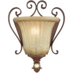 7.75 inch 1 Light Verona Bronze Wall Sconce with Rustic Art Glass Shade-Lighting LumensWall Sconces