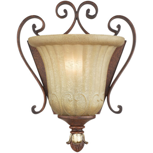 7.75 inch 1 Light Verona Bronze Wall Sconce with Rustic Art Glass Shade-Lighting LumensWall Sconces