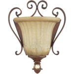 7.75 inch 1 Light Verona Bronze Wall Sconce with Rustic Art Glass Shade-Lighting LumensWall Sconces