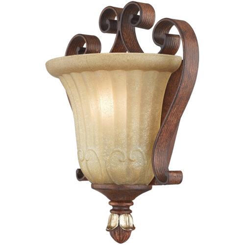 7.75 inch 1 Light Verona Bronze Wall Sconce with Rustic Art Glass Shade-Lighting LumensWall Sconces