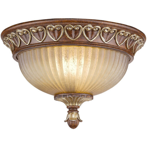 2 Light Verona Bronze Ceiling Light fixture with Rustic Art Glass Shade-Lighting LumensFlush Mount Ceiling Lights