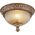 2 Light Verona Bronze Ceiling Light fixture with Rustic Art Glass Shade-Lighting LumensFlush Mount Ceiling Lights