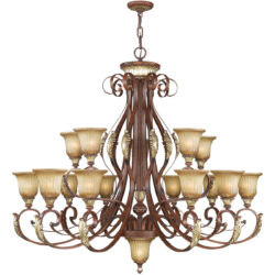 16 Light Verona Bronze Chandelier with Rustic Art Glass Shade-Lighting LumensChandeliers