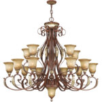 16 Light Verona Bronze Chandelier with Rustic Art Glass Shade-Lighting LumensChandeliers