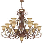 16 Light Verona Bronze Chandelier with Rustic Art Glass Shade-Lighting LumensChandeliers