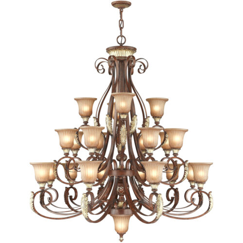 23 Light Verona Bronze Chandelier with Rustic Art Glass Shade-Lighting LumensChandeliers