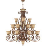 23 Light Verona Bronze Chandelier with Rustic Art Glass Shade-Lighting LumensChandeliers