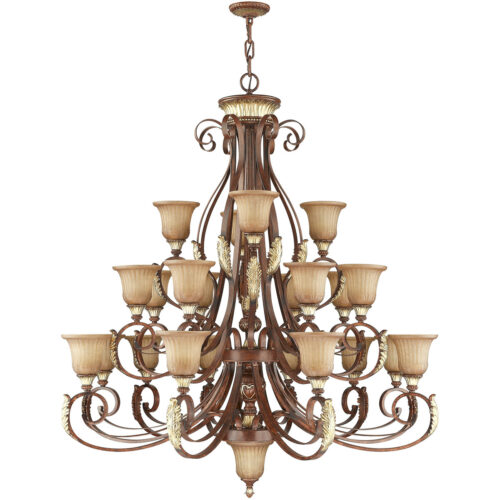 23 Light Verona Bronze Chandelier with Rustic Art Glass Shade-Lighting LumensChandeliers