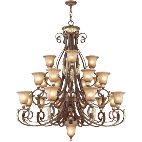 23 Light Verona Bronze Chandelier with Rustic Art Glass Shade-Lighting LumensChandeliers