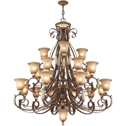 23 Light Verona Bronze Chandelier with Rustic Art Glass Shade-Lighting LumensChandeliers