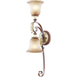 6.25 inch 2 Light Verona Bronze Wall Sconce with Rustic Art Glass Shade-Lighting LumensWall Sconces