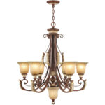 7 Light Verona Bronze Chandelier with Rustic Art Glass Shade-Lighting LumensChandeliers