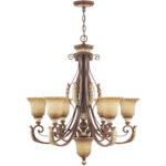 7 Light Verona Bronze Chandelier with Rustic Art Glass Shade-Lighting LumensChandeliers