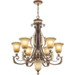 7 Light Verona Bronze Chandelier with Rustic Art Glass Shade-Lighting LumensChandeliers