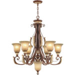 7 Light Verona Bronze Chandelier with Rustic Art Glass Shade-Lighting LumensChandeliers