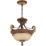 2 Light Verona Bronze Chain Hang/Ceiling Light fixture with Rustic Art Glass Shade-Lighting LumensFlush Mount Ceiling Lights