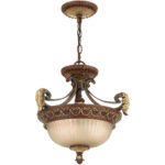 2 Light Verona Bronze Chain Hang/Ceiling Light fixture with Rustic Art Glass Shade-Lighting LumensFlush Mount Ceiling Lights