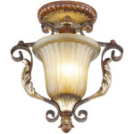 1 Light Verona Bronze Ceiling Light fixture with Rustic Art Glass Shade-Lighting LumensFlush Mount Ceiling Lights