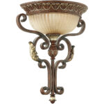 13.7 inch 1 Light Verona Bronze Wall Sconce with Rustic Art Glass Shade-Lighting LumensWall Sconces