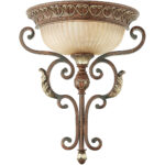 13.7 inch 1 Light Verona Bronze Wall Sconce with Rustic Art Glass Shade-Lighting LumensWall Sconces