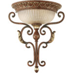 13.7 inch 1 Light Verona Bronze Wall Sconce with Rustic Art Glass Shade-Lighting LumensWall Sconces