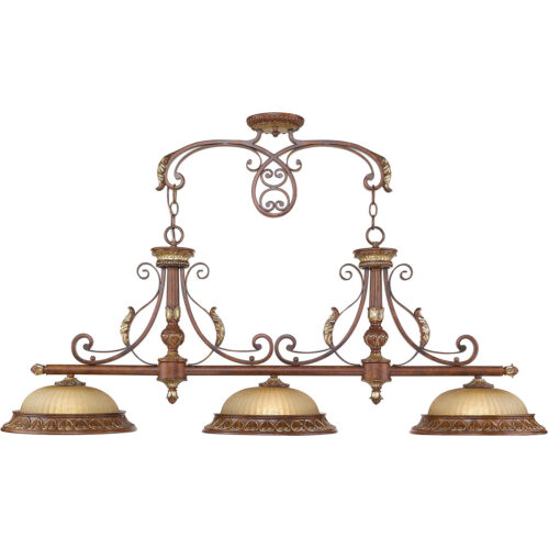 13 inch 3 Light Verona Bronze Island with Rustic Art Glass Shade-Lighting LumensChandeliers