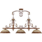 13 inch 3 Light Verona Bronze Island with Rustic Art Glass Shade-Lighting LumensChandeliers