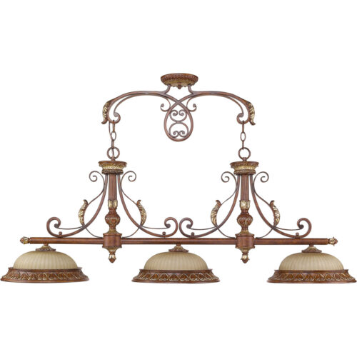 13 inch 3 Light Verona Bronze Island with Rustic Art Glass Shade-Lighting LumensChandeliers