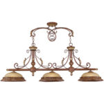 13 inch 3 Light Verona Bronze Island with Rustic Art Glass Shade-Lighting LumensChandeliers