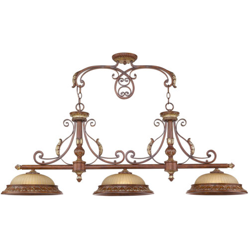 13 inch 3 Light Verona Bronze Island with Rustic Art Glass Shade-Lighting LumensChandeliers