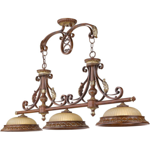 13 inch 3 Light Verona Bronze Island with Rustic Art Glass Shade-Lighting LumensChandeliers