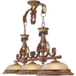 13 inch 3 Light Verona Bronze Island with Rustic Art Glass Shade-Lighting LumensChandeliers