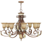 9 Light Verona Bronze Chandelier with Rustic Art Glass Shade-Lighting LumensChandeliers