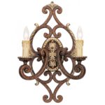 14.25 inch 2 Light Palacial Bronze with Gilded Accents Wall Sconce with Resin/Steel base material-Lighting LumensWall Sconces